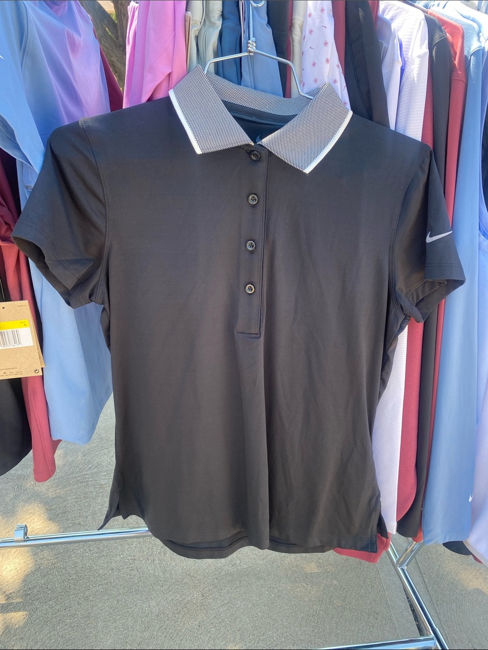 Nike Black Polo Top with Gray Trim Collar